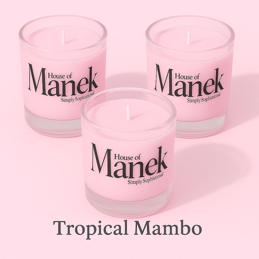 Set of 3 Fragrant Votive Glass Candles- Tropical Mambo