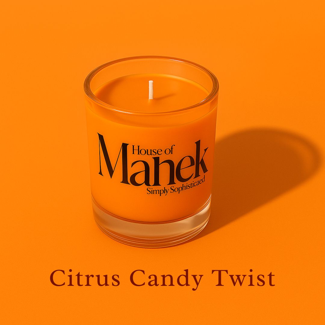 Set of 3 Fragrant Votive Glass Candles- Citrus Candy Twist