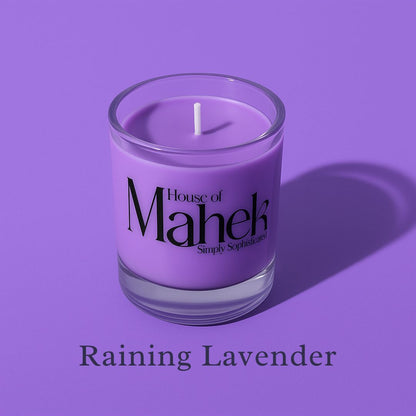 Set of 3 Fragrant Votive Glass Candles- Raining Lavender