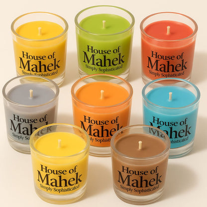 Set of 3 Fragrant Votive Glass Candles- Citrus Candy Twist