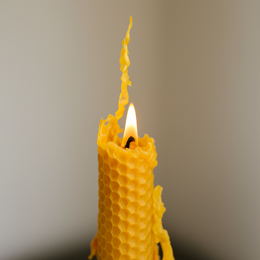 Set of 2 Beeswax Candles Hand Rolled Chemical Free Pure 100% Beeswax