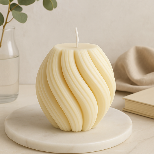 Short Swirl Sphere Soy Candle | Home Decor | 2.24 inch x 2.17 inch