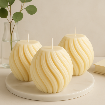 Short Swirl Sphere Soy Candle | Home Decor | 2.24 inch x 2.17 inch