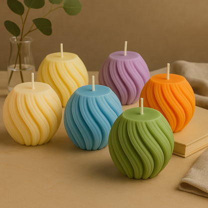 Short Swirl Sphere Soy Candle | Home Decor | 2.24 inch x 2.17 inch