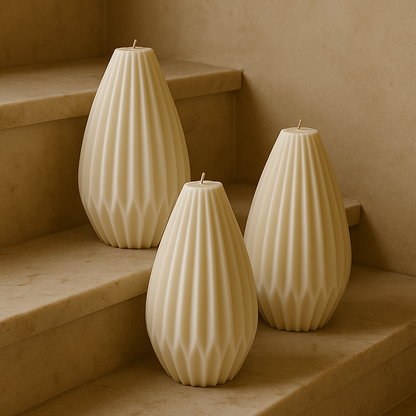 Tall Ribbed Lantern Pillar Scented Soy Candle | Home Decor | 5.6 inch x 2.75 inch