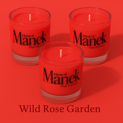 Set of 3 Fragrant Votive Glass Candles- Wild Rose Garden